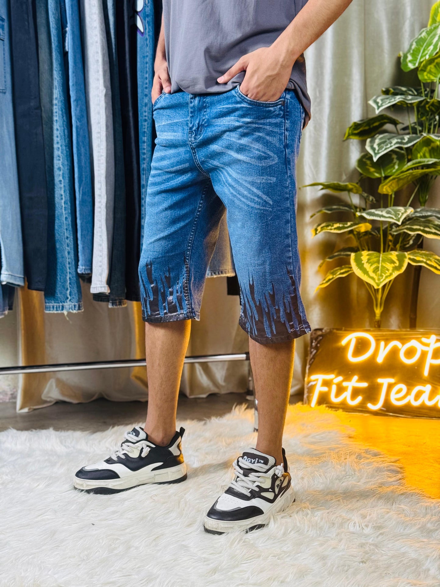Drop Cut Fire Jeans.