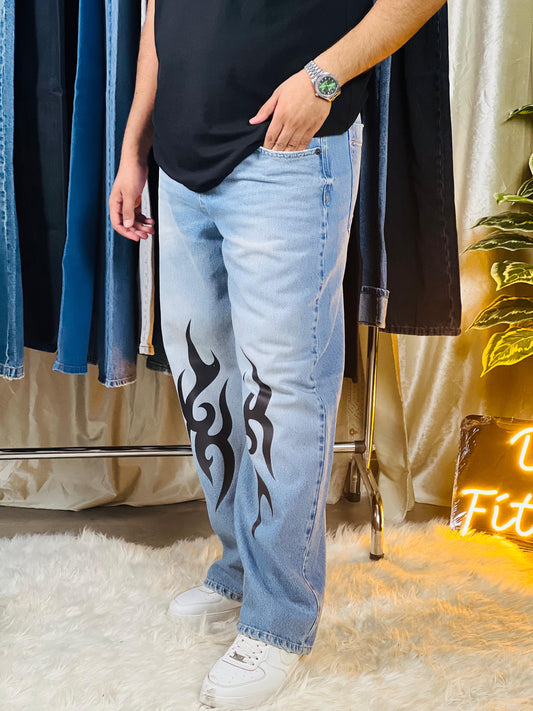 Premium Printed Baggy Jeans