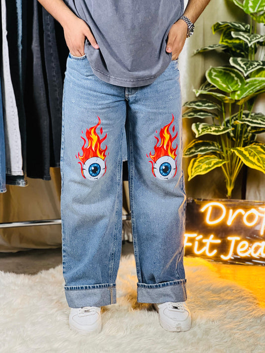 Premium Printed Baggy Jeans.